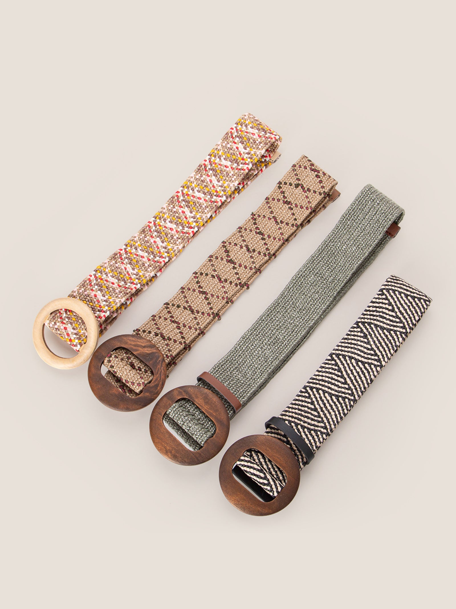 Wooden Buckle Handcrafted Woven Elastic Wide Waist Belt