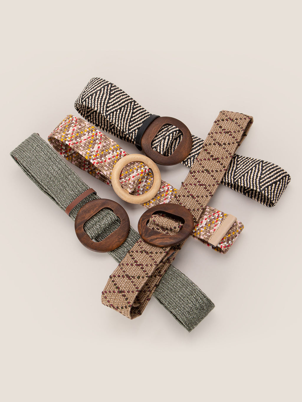 Wooden Buckle Handcrafted Woven Elastic Wide Waist Belt