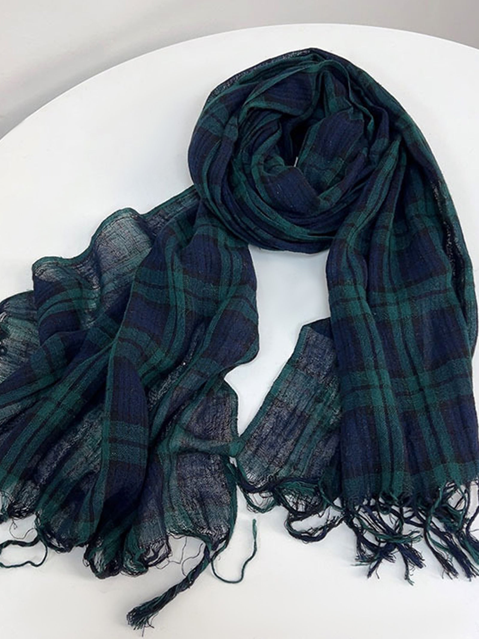Cotton Linen Striped Lightweight Soft Scarf