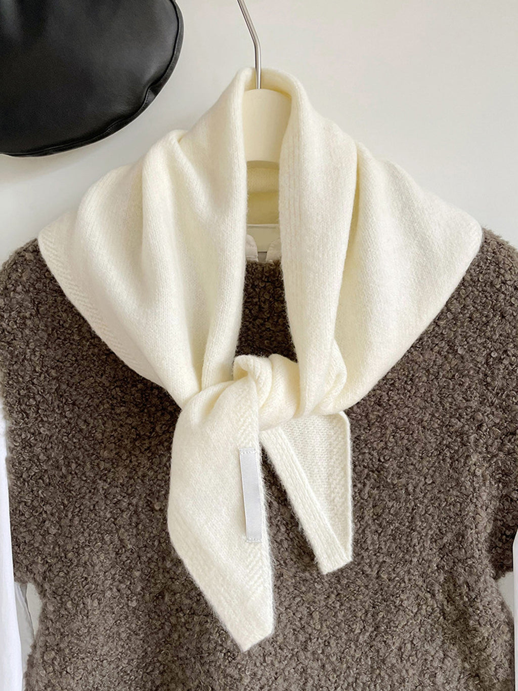 100% Merino Wool Knitted Triangle Scarf