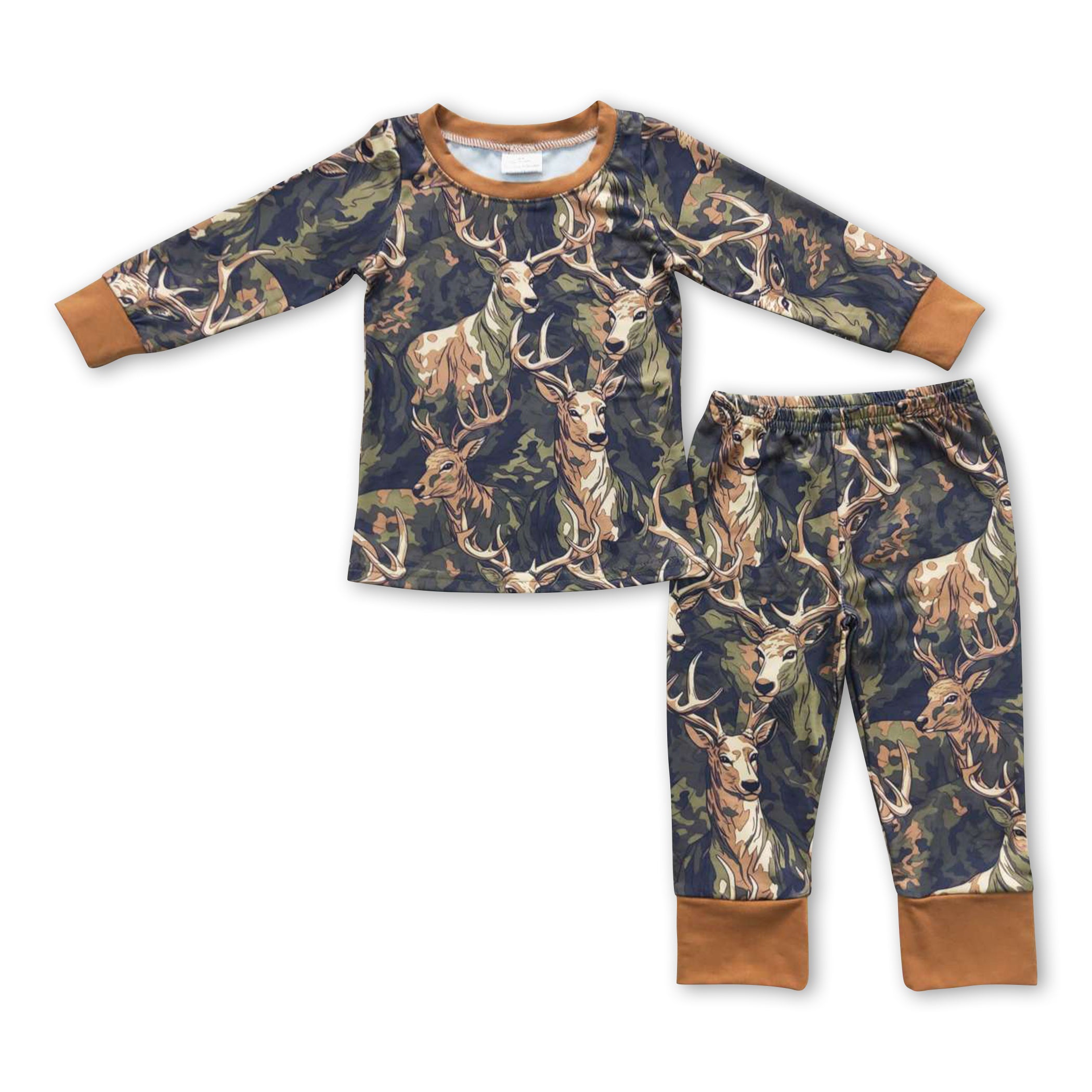 Deer camo long sleeves kids boy pajamas