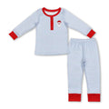 Light blue stripe snata kids boys Christmas pajamas