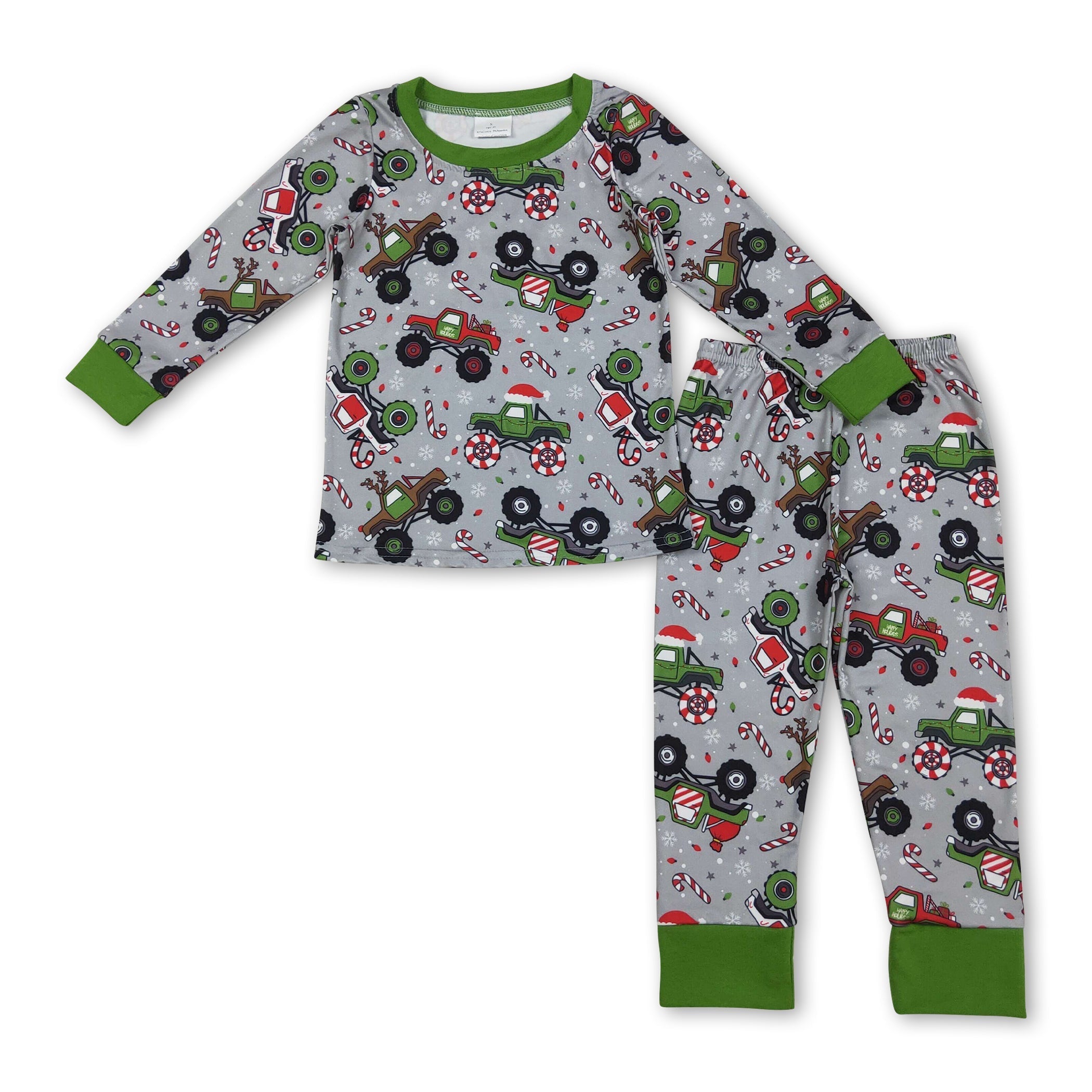 Christmas hat truck candy cane kids boys pajamas