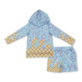 Light blue ice cream sprinkle hoodie shorts kids boys clothing