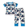 Blue short sleeves race kids boys pajamas