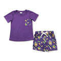 Purple pocket top shorts boys mardi gras outfits
