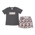 Deer dog top camo shorts kids boys clothing
