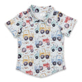 Tractor short sleeves baby boy button up farm shirt