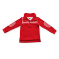 Red cotton plaid kids zipper pullover