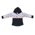 Black long sleeves constructions kids boy hoodie