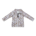 Long sleeves light grey camo pocket kids zip pullover