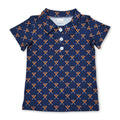Blue short sleeves baseball kids boys polo shirt