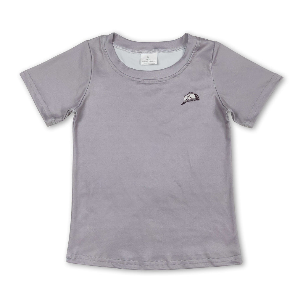 Short sleeves Grey dog kids boys shirt