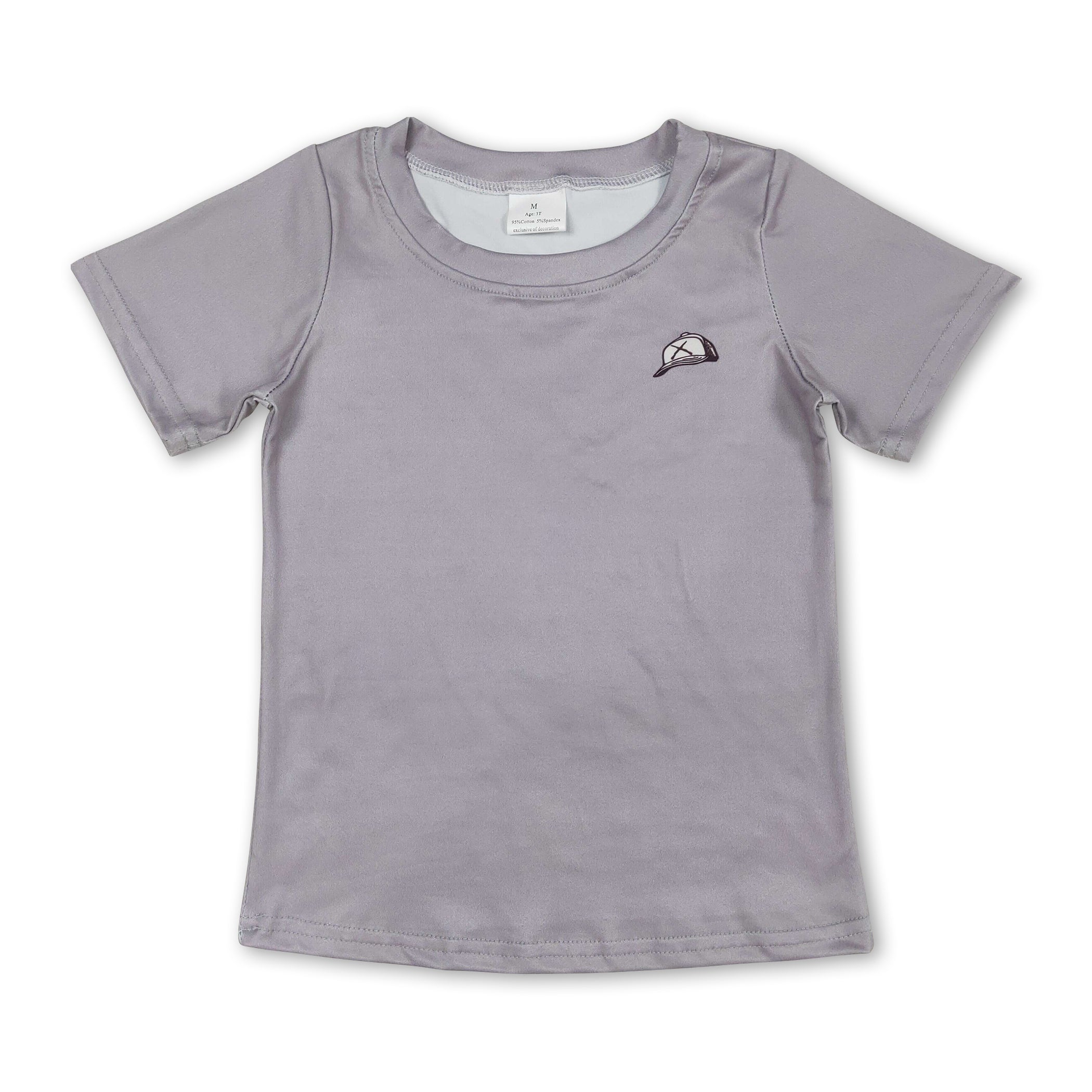 Short sleeves Grey dog kids boys shirt
