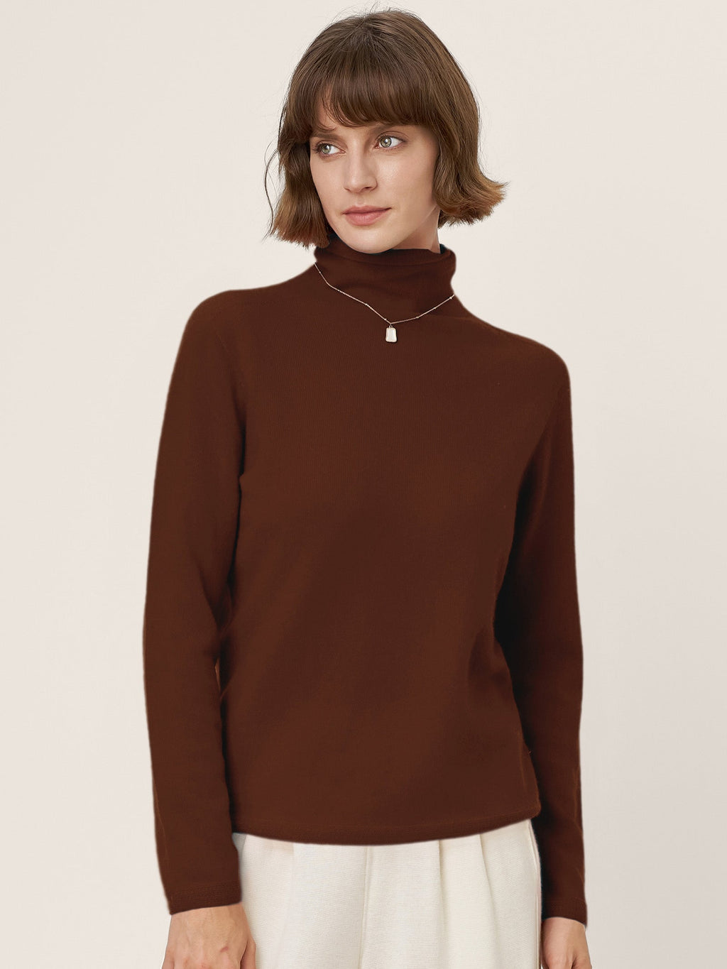 Premium Cashmere Blend Hand-Finished Seamless Turtleneck Knit Top TOVE
