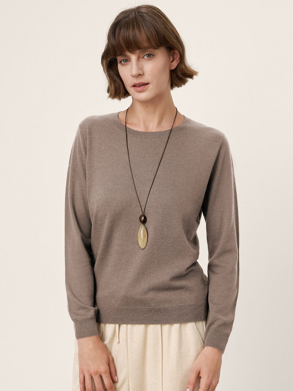 100% Extra-Fine Merino Wool Essential Crew Neck Knit Sweater BRIDGET