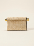 Elegant Woven Straw Foldover Clutch Natural Evening Handbag for Special Occassion