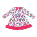 Hot pink long sleeves B dog party girls dresses