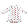 Long sleeves ruffle santa kids girls Christmas night dress