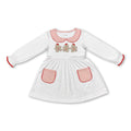 Pink polka dots gingerbread pocket girls Christmas dresses
