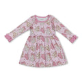 Pink bow long sleeves Christmas tree cake girls dresses