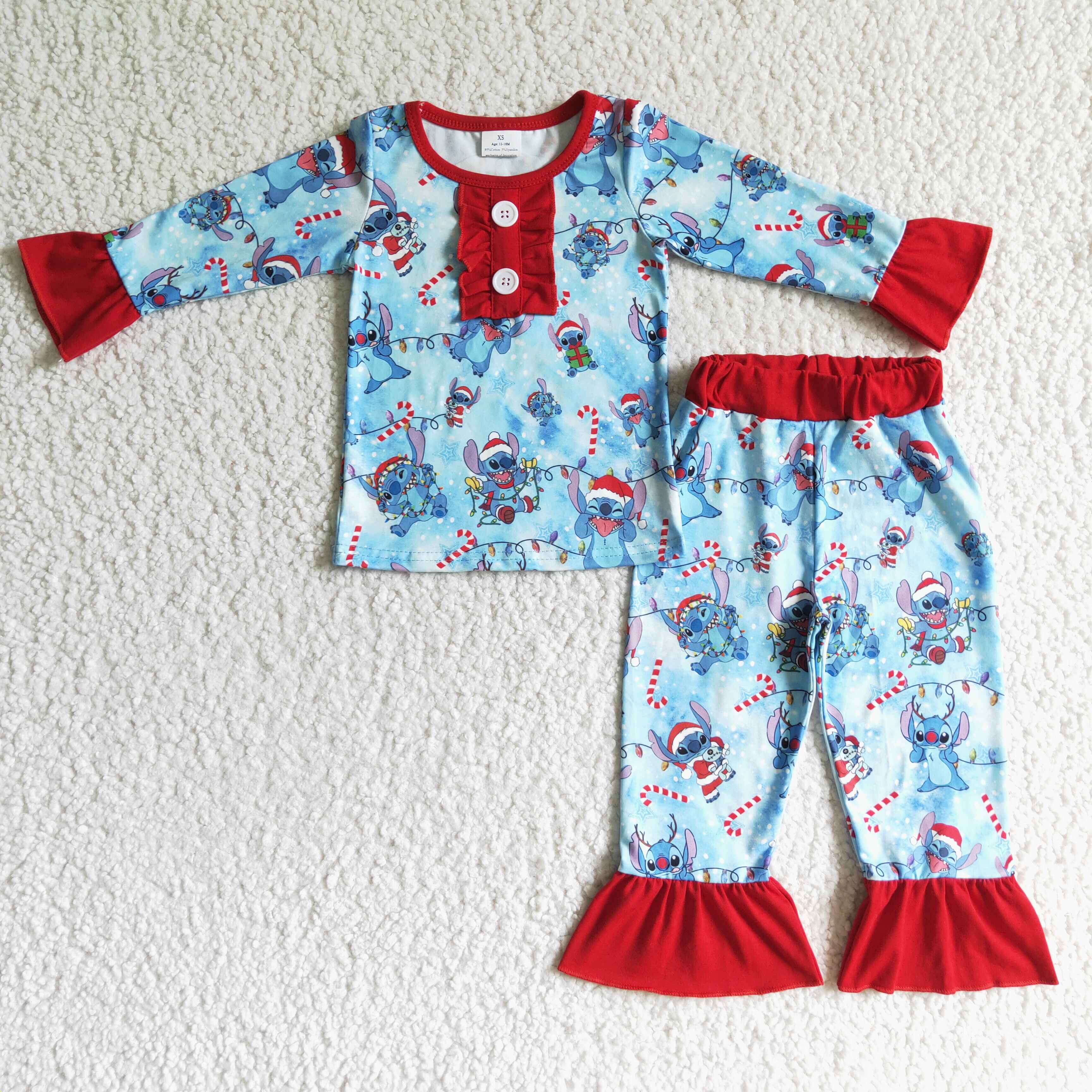Koala print candy cane girls Christmas pajamas