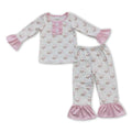 Pink santa long sleeves girls Christmas pajamas