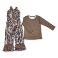 Long sleeves top camo ruffle overalls girls clothing