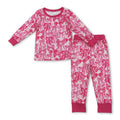 Hot pink bow long sleeves top pants kids girls pajamas