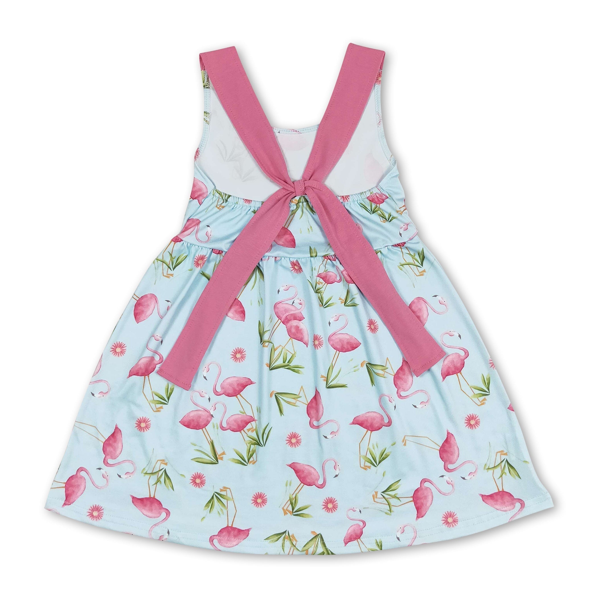 Sleeveless flamingo baby girls summer dresses