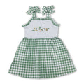 Green plaid straps duck baby girls summer dress