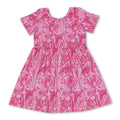 Short sleeves hot pink watercolor flamingo girls summer dress