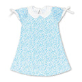 Short sleeves blue floral baby girls spring summer dress