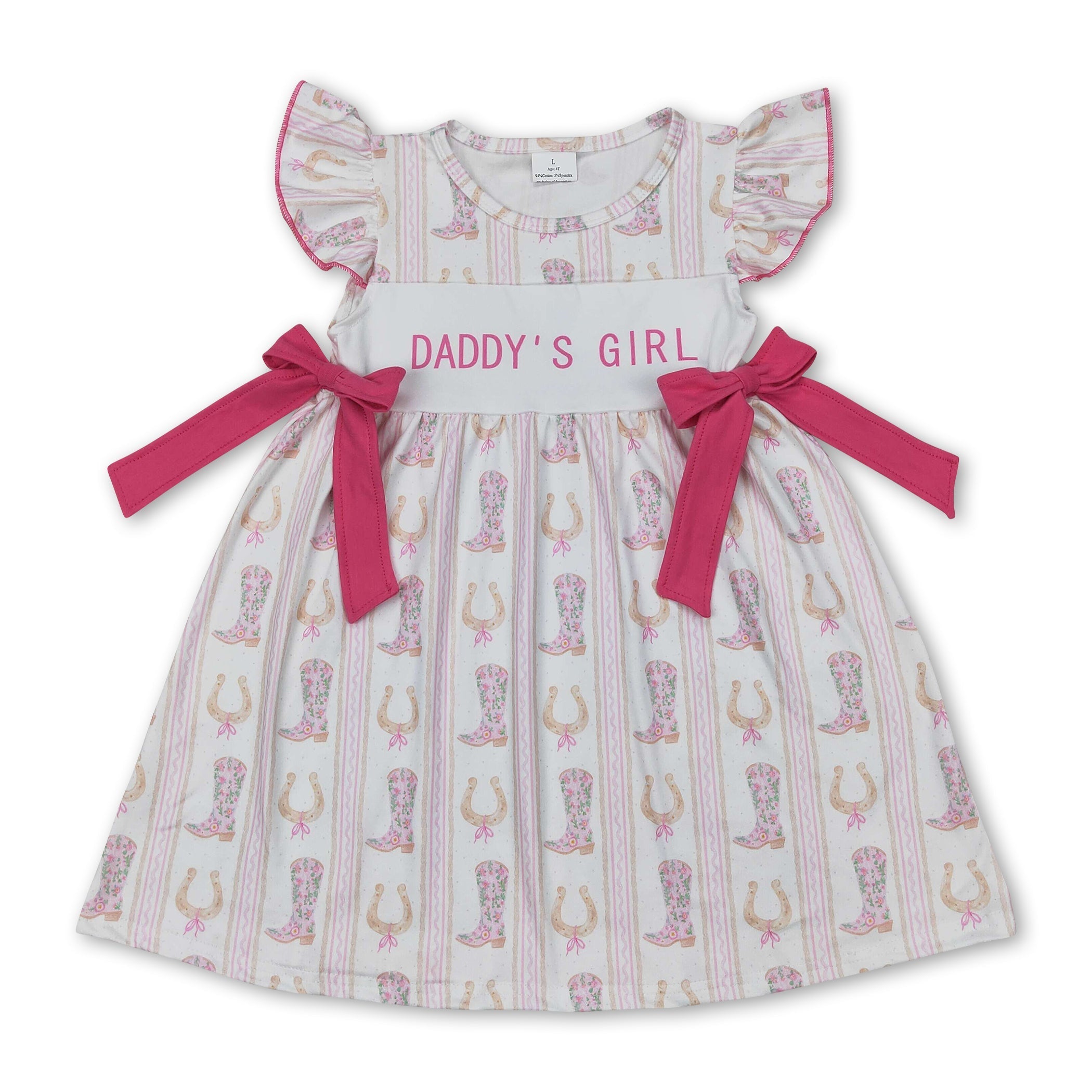 Flutter sleeves daddy's girl boots western kids dresses