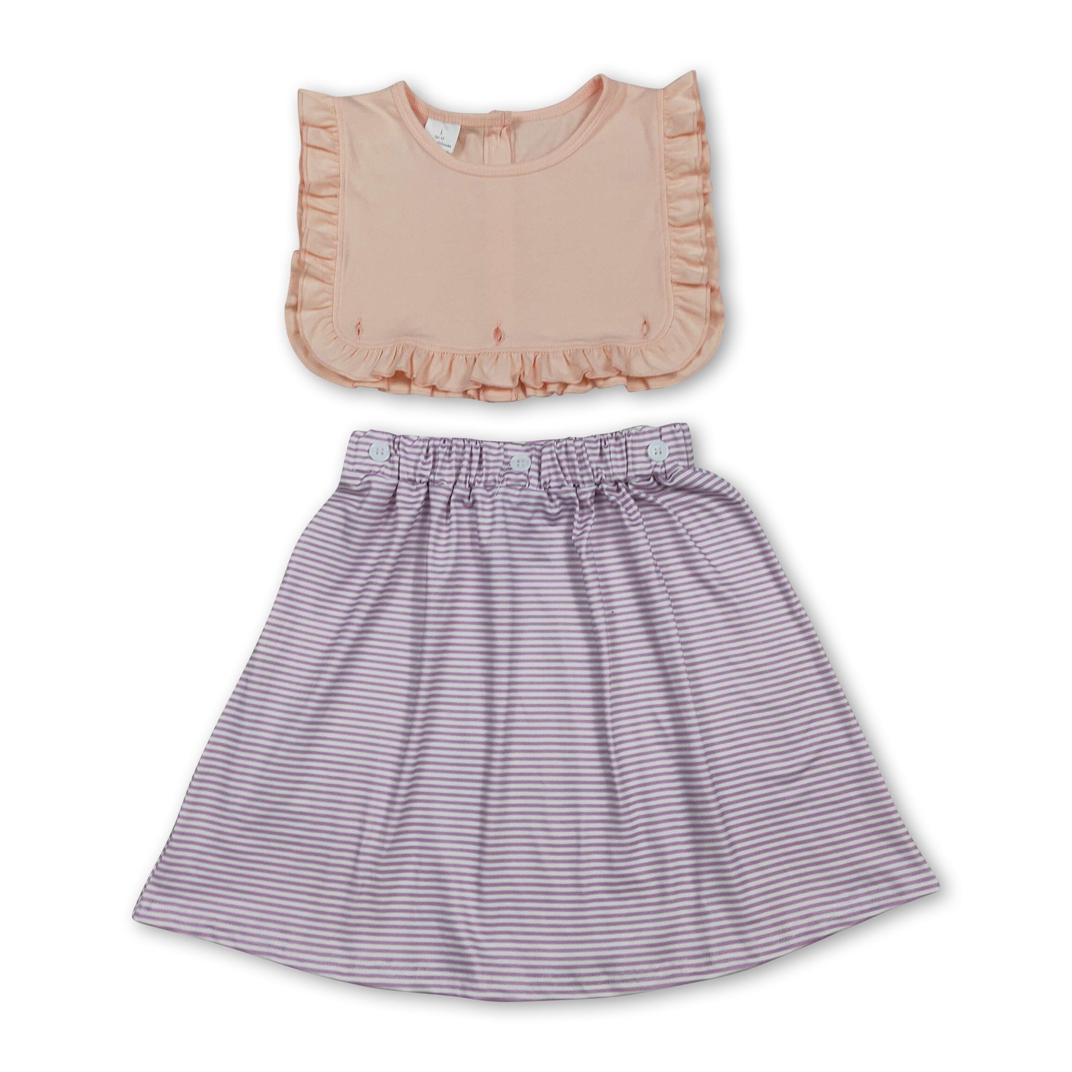 Sleeveless ruffle stripe kids girls summer dresses