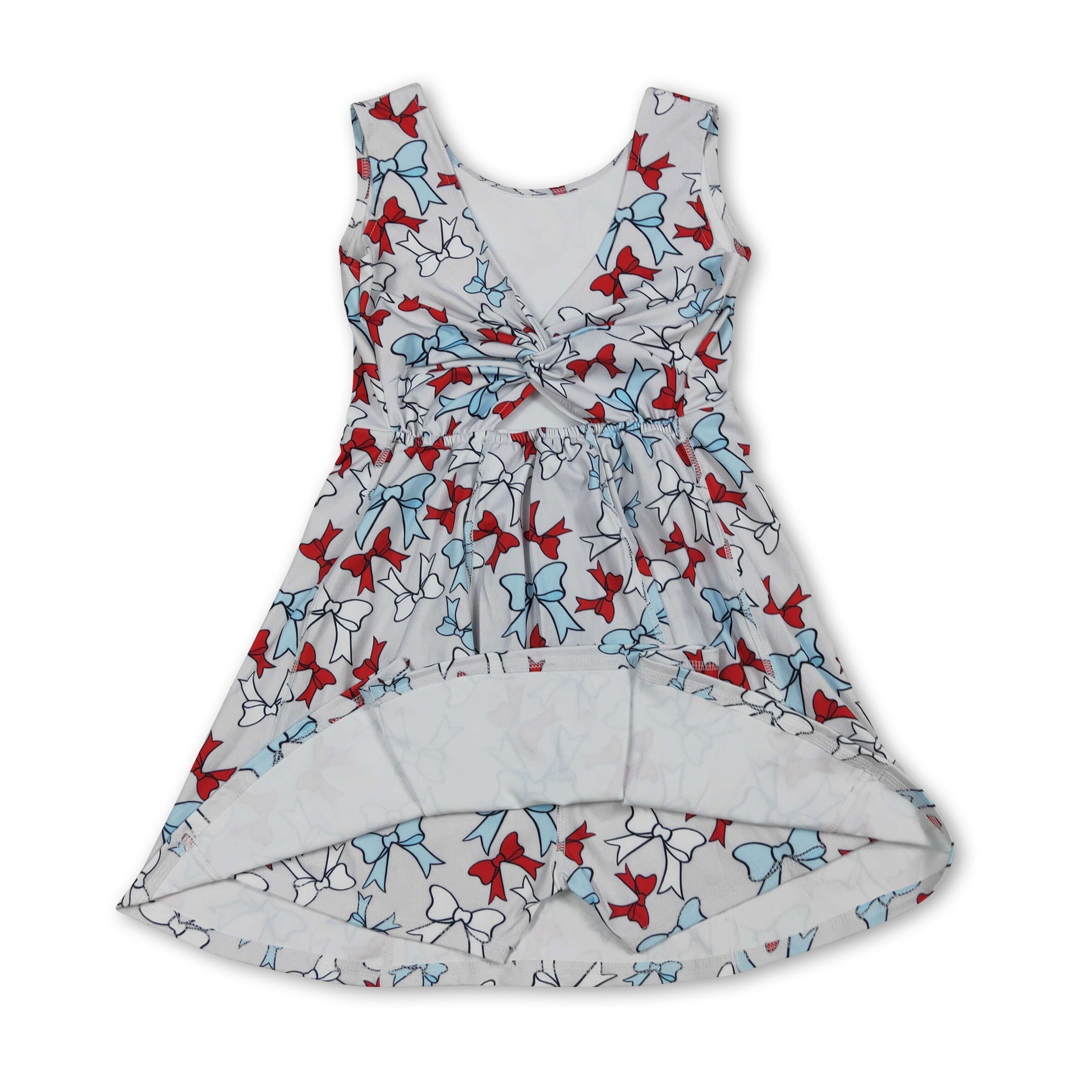 Sleeveless bows kids girls summer athletic dresses