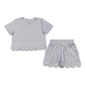 Lavender plaid scallop top shorts girls summer outfit