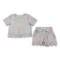 Short sleeves floral scallop kids girls summer outfits