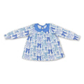 Light blue bow print long sleeves kids girls top