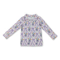 Purple bow floral kids girls zipper active yoga  pullover