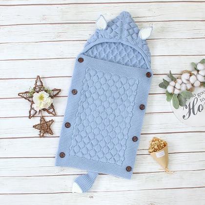 Stevvex Knitted Newborn Baby Blanket Baby Sleeping Bags Stroller Bedding Warm Swaddle Wrap