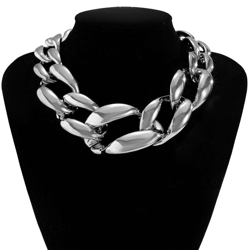 CCB Material Exaggerated Big Choker Necklace Collar for Women Hiphop Chunky Chain Necklace