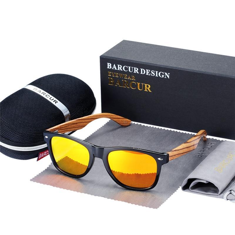 Luxury Natural Zebra Wood Sunglasses PolarizedWood Rectangle Mirror Lens Driving For Women and Men With UV400 Protection
