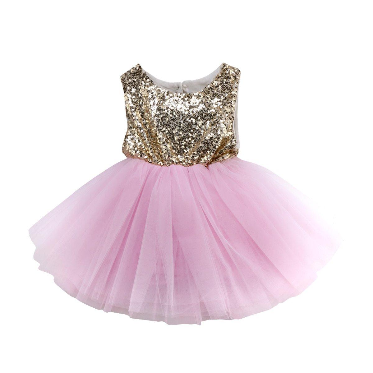 Fancy Wedding Dress Sleeveless Sequins Party Dress For Baby Girl Summer Dresses In Luxury New Elegant Design