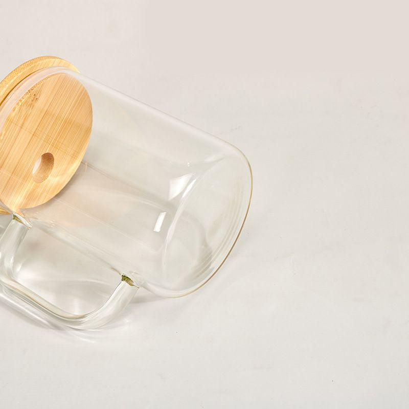 17oz Sublimation Glass Mug With Bamboo Lid and Straw (Clear or Frosted)