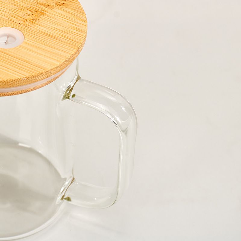 17oz Sublimation Glass Mug With Bamboo Lid and Straw (Clear or Frosted)