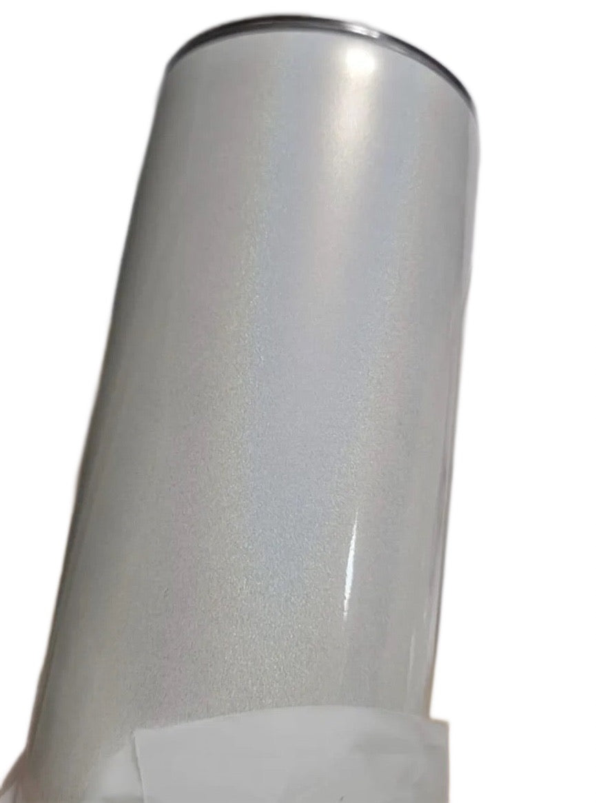 20oz Straight Skinny Blank White Stainless Glitter Tumbler Sparkle Bling Sublimation Tumbler W/Straw & lid