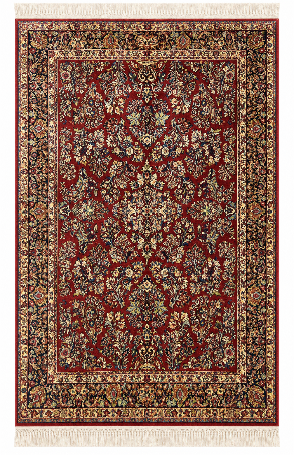 Karastan Rug 5.9 x 9 Red Sarouk #785, Wool Original 700 Series, Vintage