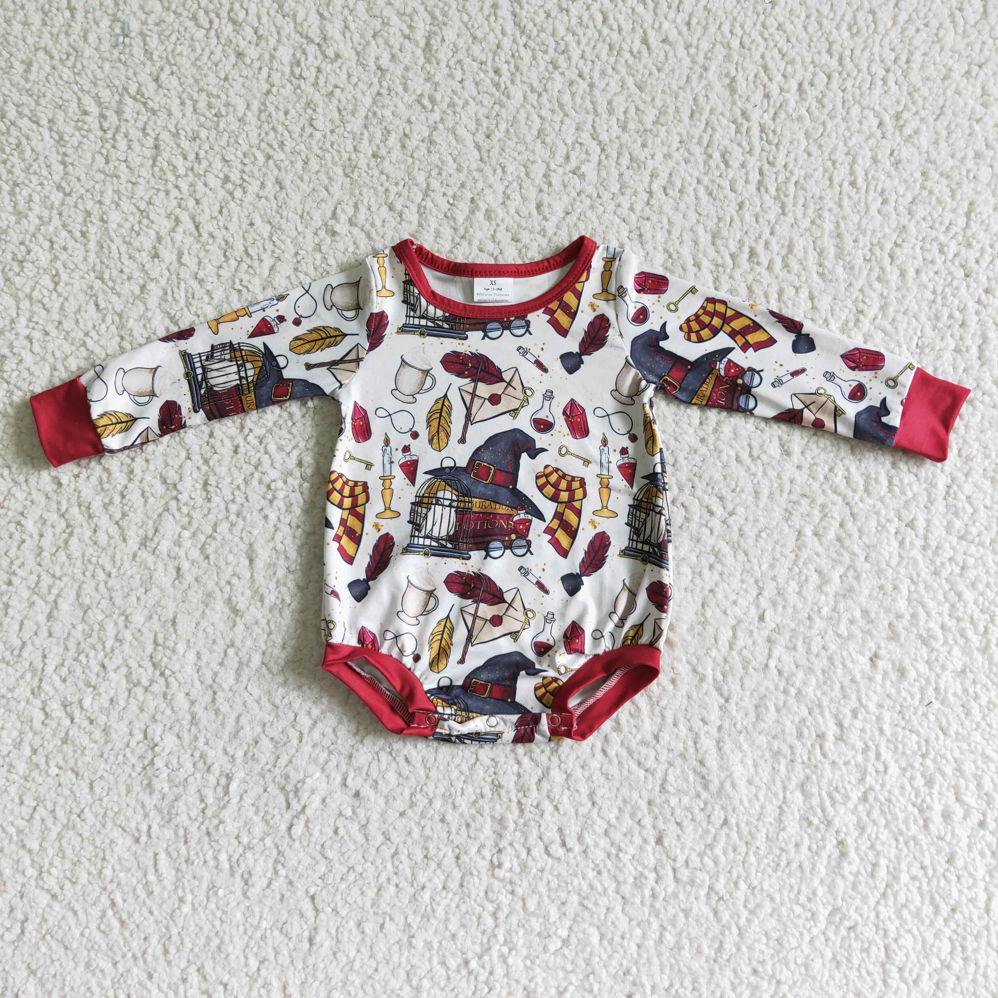 Cute magic long sleeve baby girls fall romper