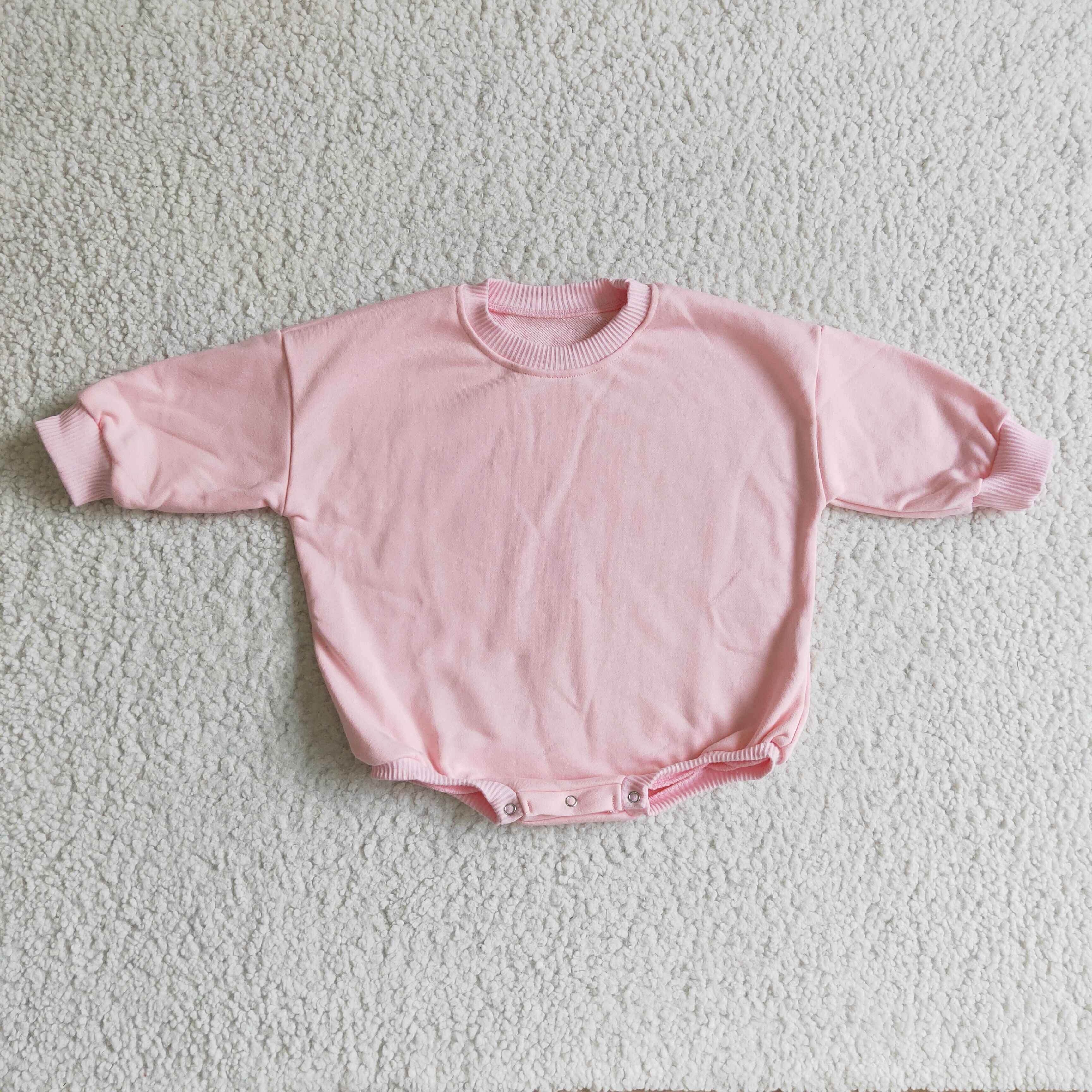 Pink cotton long sleeves baby girls sweatshirt romper
